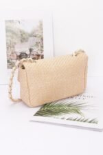 Faux Straw Flap Shoulder Bag - Image 5