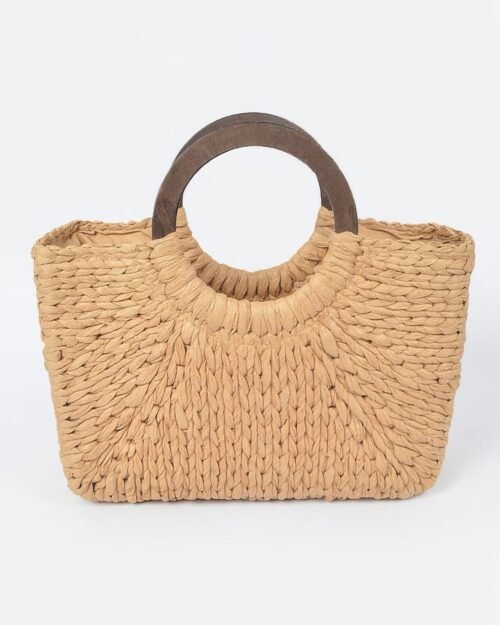 Round Handle Straw Tote Bag