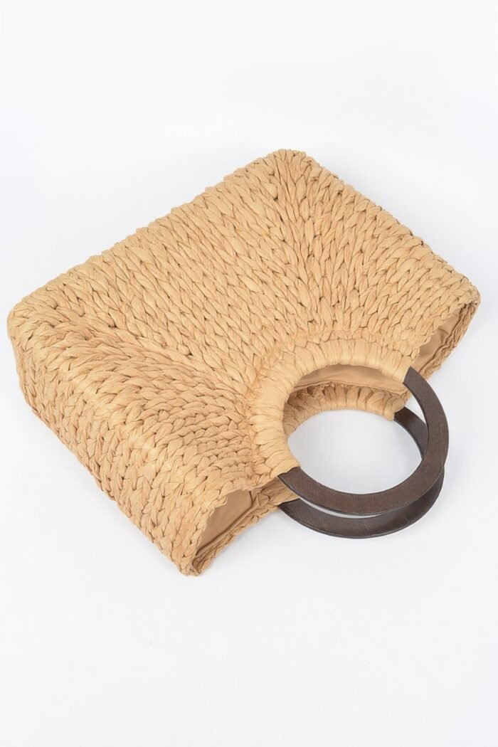 Round handle straw tote bag - image 3
