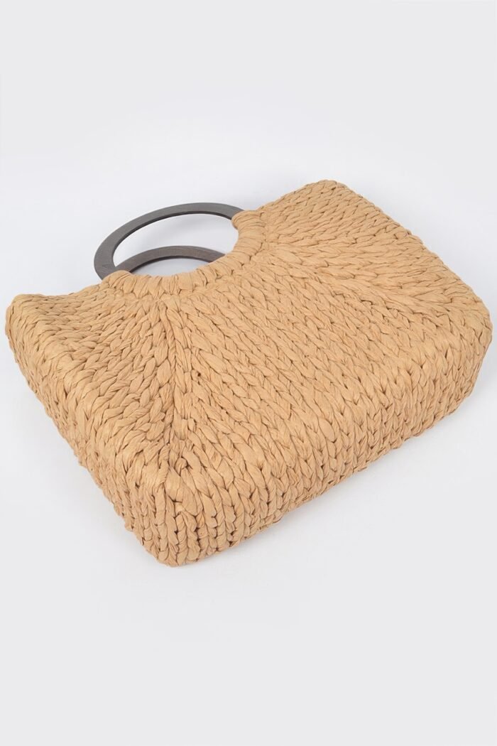 Round handle straw tote bag - image 4
