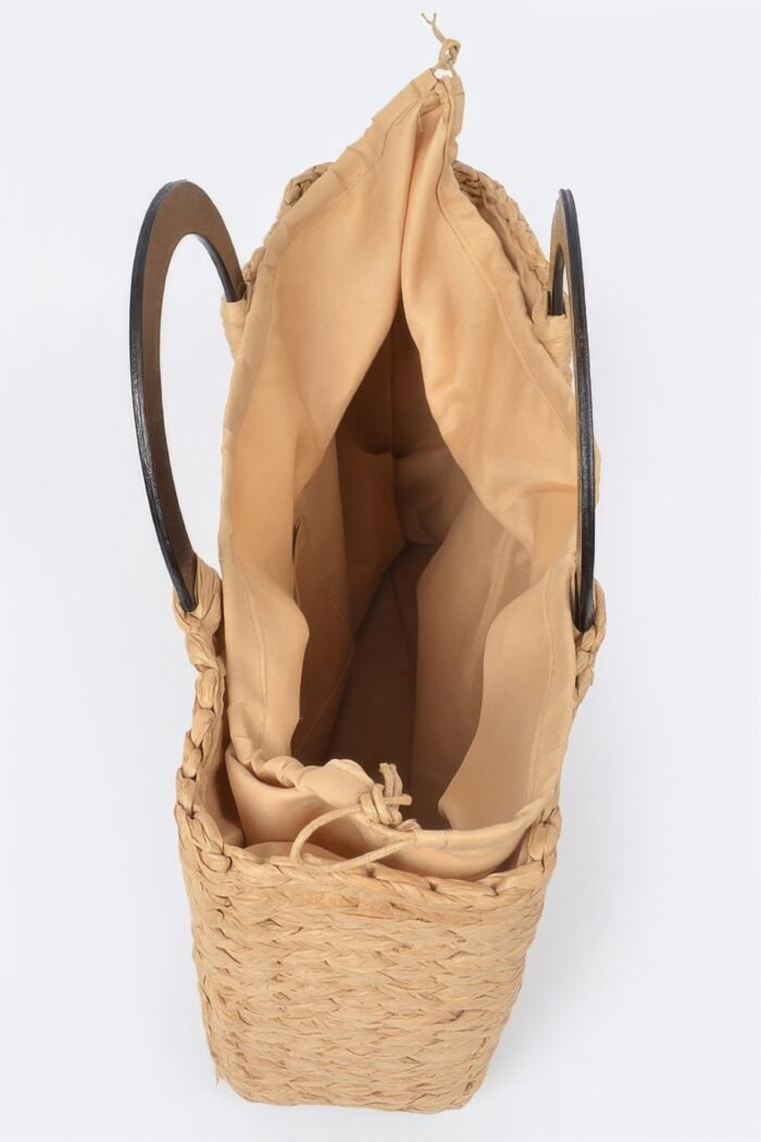 Round handle straw tote bag - image 5
