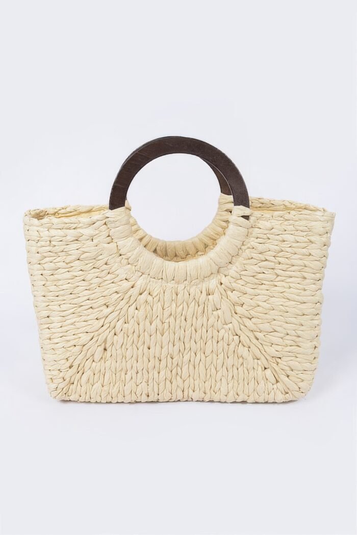 Round handle straw tote bag - image 6