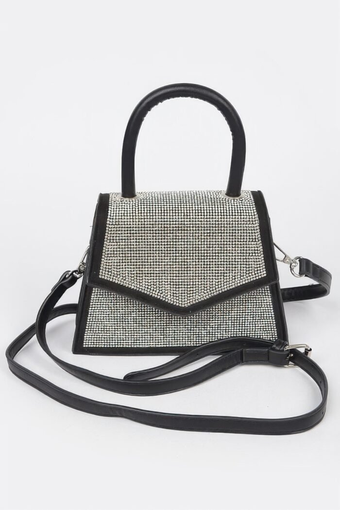 Rhinestone top handle crossbody bag - image 1