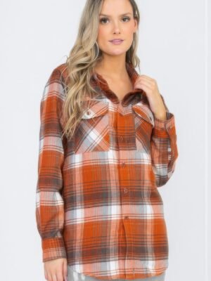 Womens Boyfriend Long Sleeve Checkered Flannel