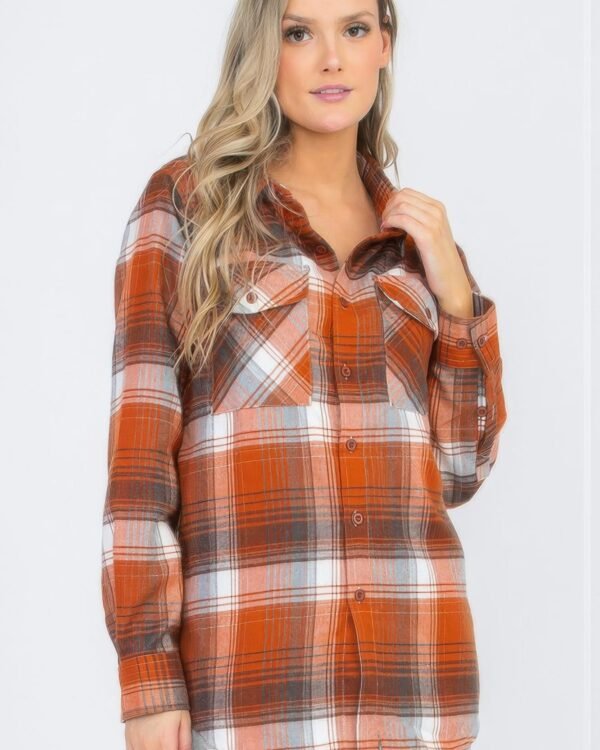 Womens Boyfriend Long Sleeve Checkered Flannel