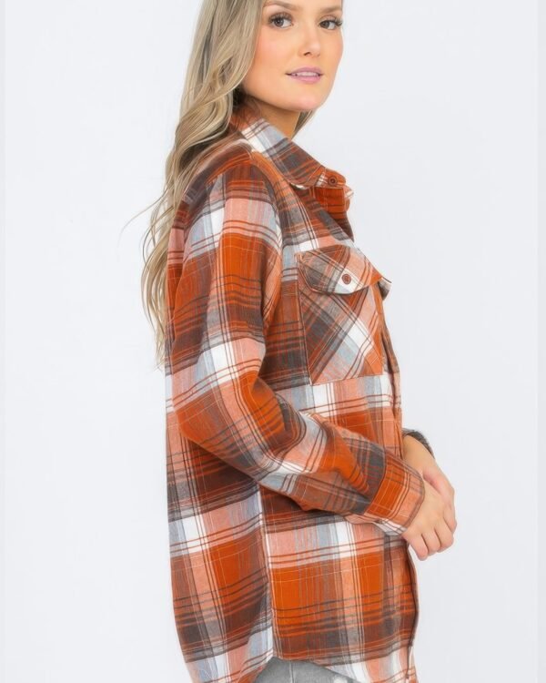 Womens Boyfriend Long Sleeve Checkered Flannel