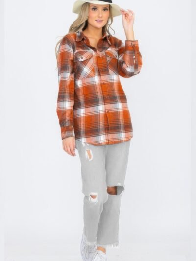 Womens Boyfriend Long Sleeve Checkered Flannel Womens Boyfriend Long Sleeve Checkered Flannel