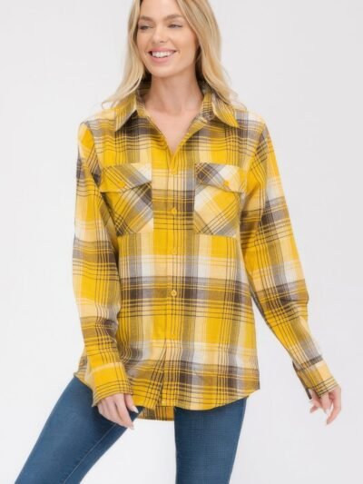 Womens Boyfriend Long Sleeve Checkered Flannel Womens Boyfriend Long Sleeve Checkered Flannel