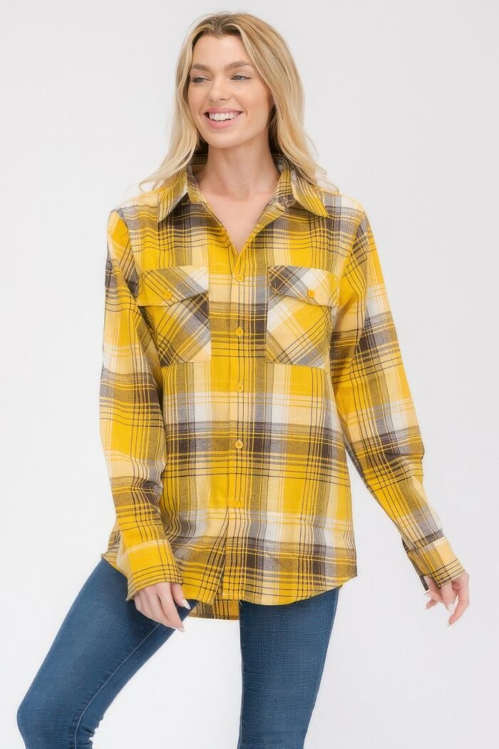 Womens boyfriend long sleeve checkered flannel - image 5