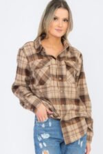 Womens Boyfriend Long Sleeve Checkered Flannel - Image 6
