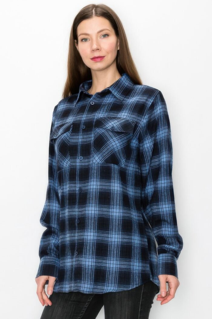 Womens boyfriend long sleeve checkered flannel - image 7
