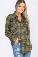 Womens Boyfriend Long Sleeve Checkered Flannel - Image 9