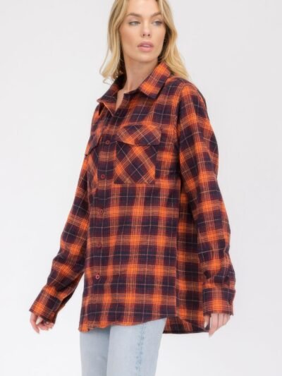 Womens Boyfriend Long Sleeve Checkered Flannel Womens Boyfriend Long Sleeve Checkered Flannel