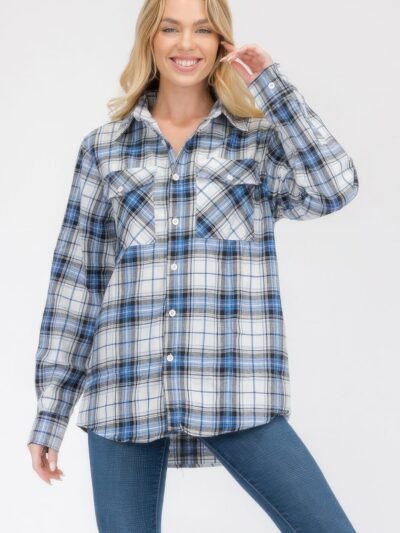 Womens Boyfriend Long Sleeve Checkered Flannel Womens Boyfriend Long Sleeve Checkered Flannel