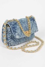Quilted Washed Denim Flap Clutch - Image 2