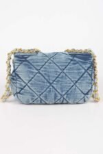Quilted Washed Denim Flap Clutch - Image 3