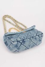 Quilted Washed Denim Flap Clutch - Image 4