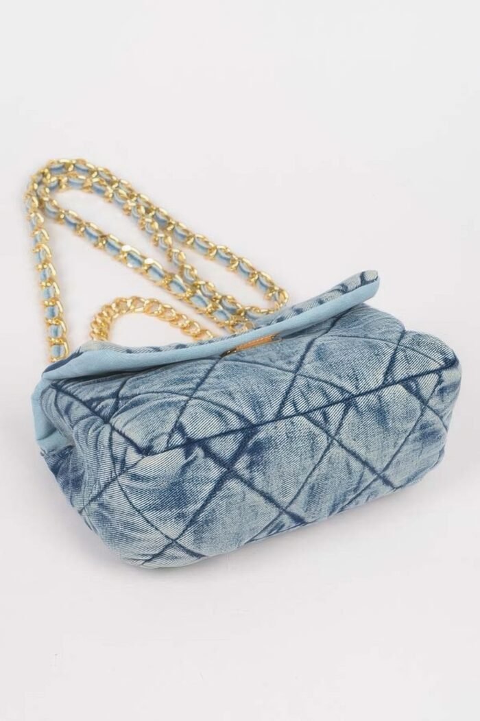 Quilted washed denim flap clutch - image 4