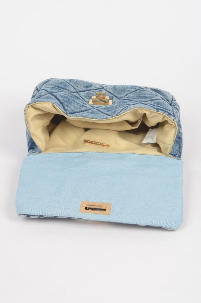 Quilted washed denim flap clutch - image 5