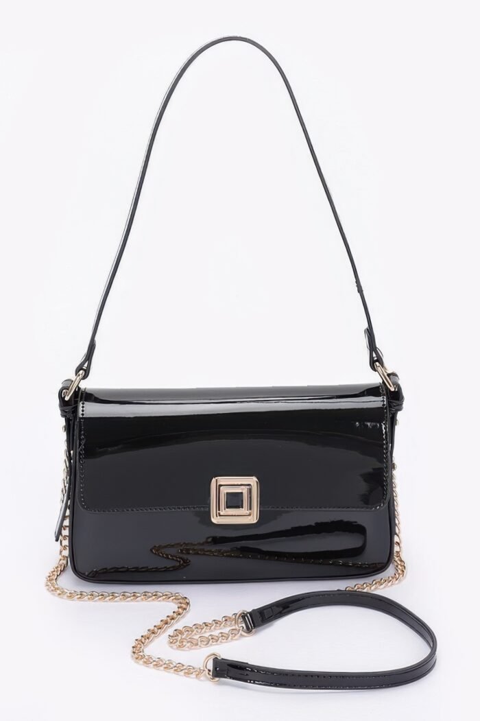 Enamel flap shoulder bag - image 1