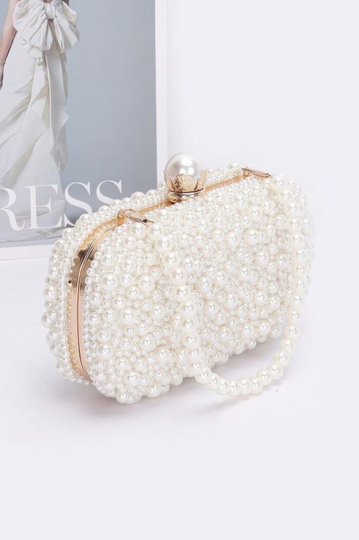 Faux pearl handmade party clutch - image 2