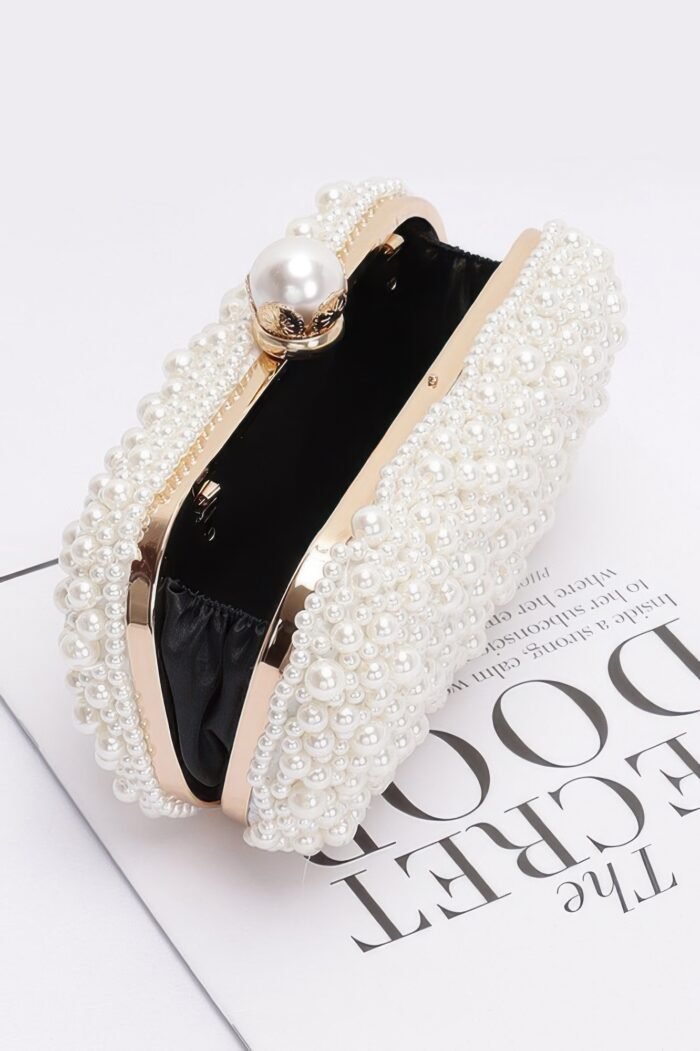 Faux pearl handmade party clutch - image 3