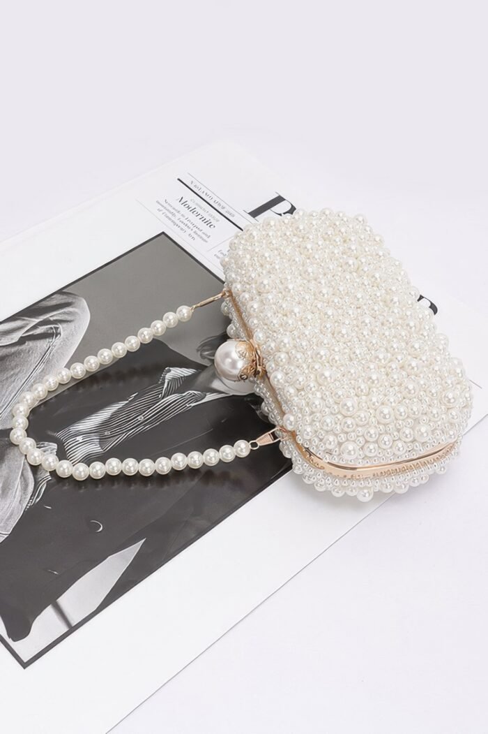 Faux pearl handmade party clutch - image 4