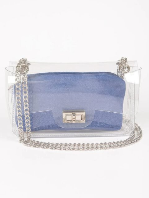 Clear Bag W/ Denim Pouch