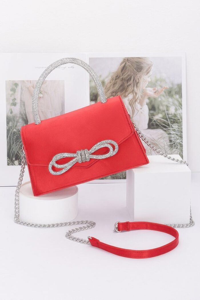 Rhinestone ribbon handle flap bag - image 1