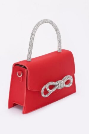Rhinestone Ribbon Handle Flap Bag Rhinestone Ribbon Handle Flap Bag