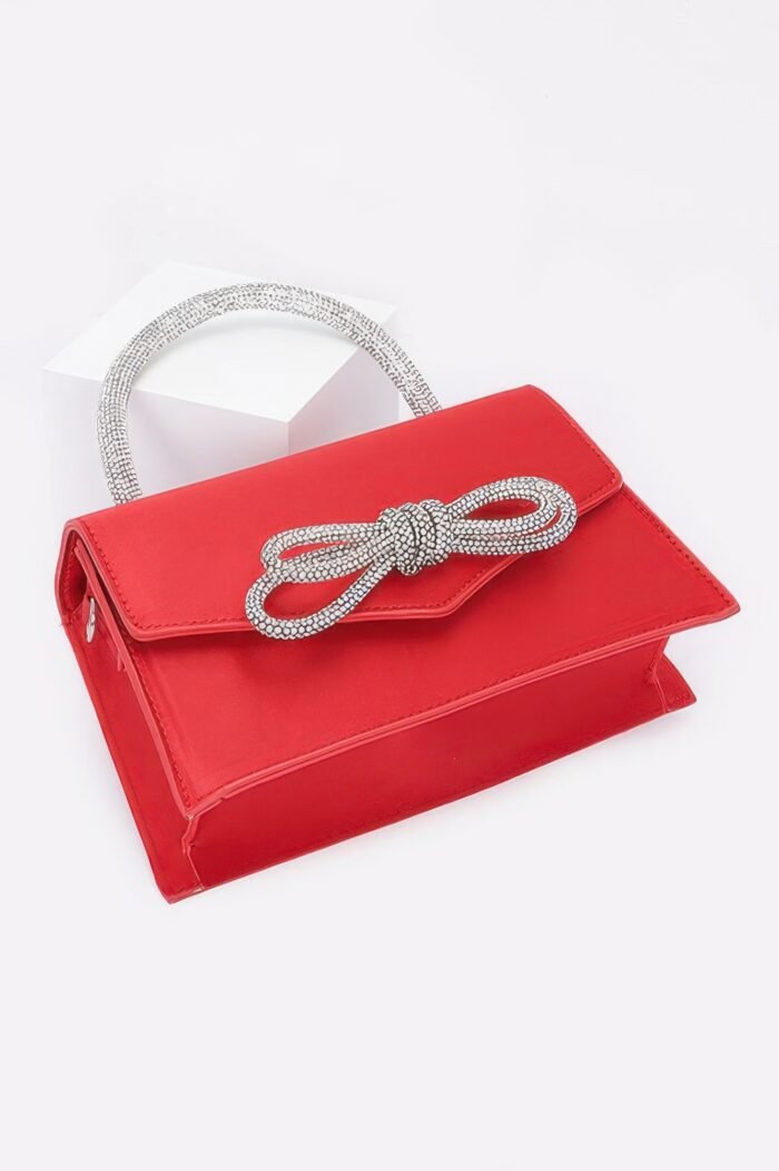Rhinestone ribbon handle flap bag - image 4