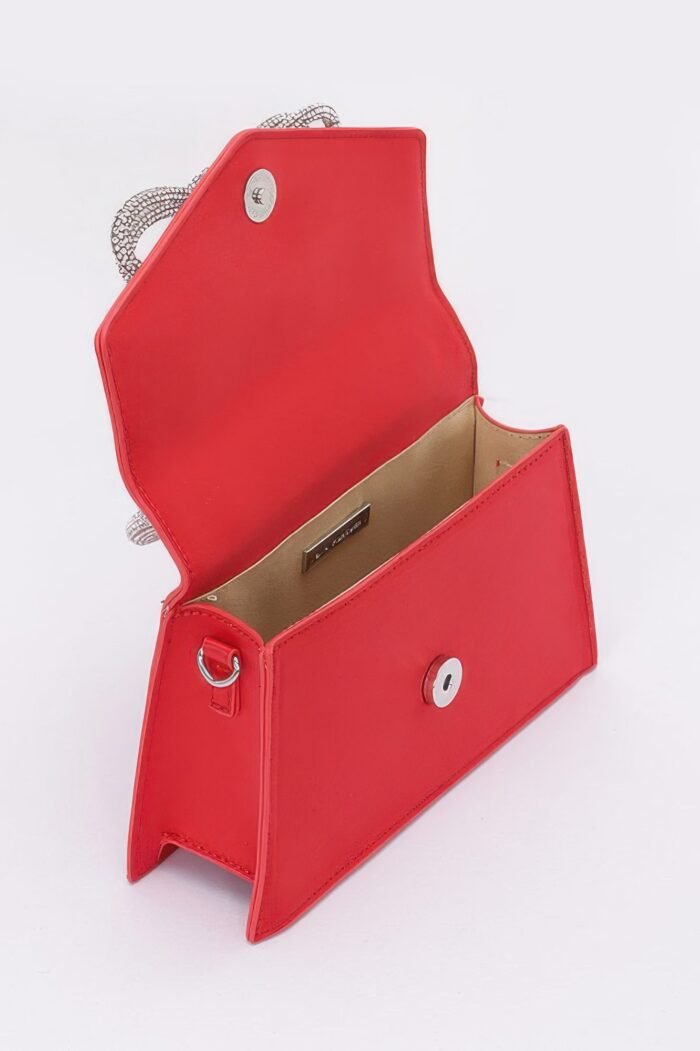 Rhinestone ribbon handle flap bag - image 5