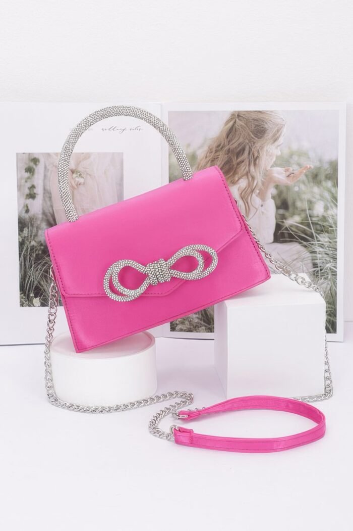 Rhinestone ribbon handle flap bag - image 7