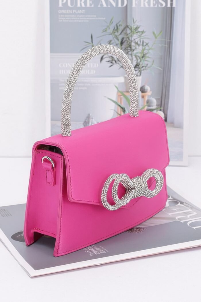 Rhinestone ribbon handle flap bag - image 8