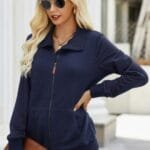 Solid Zip Up Quilted Charm Pockets Jacket