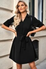 Solid Puff Short Sleeve Mock Neck Pleated T Shirt - Image 4