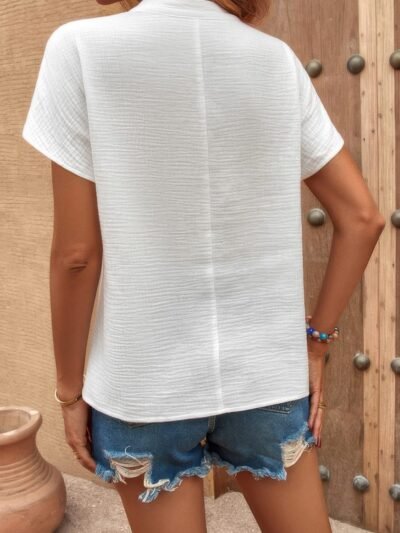 Solid V Neck Batwing Sleeve Loose Blouse Solid V Neck Batwing Sleeve Loose Blouse