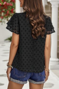 Solid Layered Short Sleeve Polka Dot Shirt