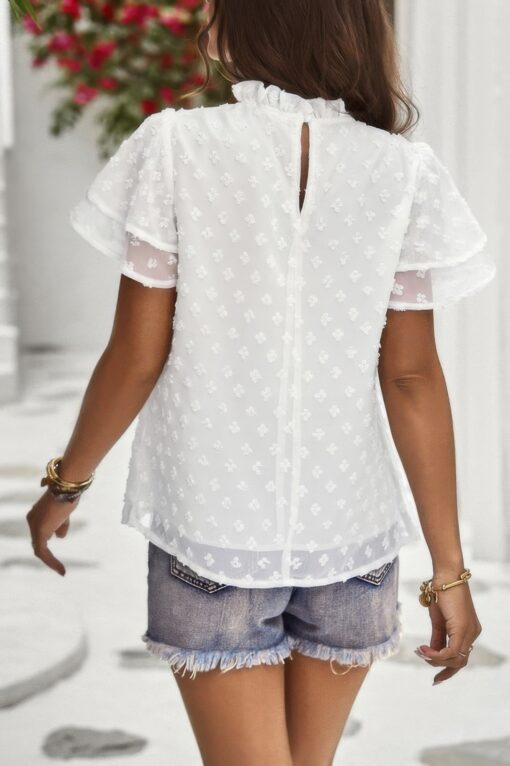 Solid Layered Short Sleeve Polka Dot Shirt - Image 11