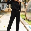 Solid Off Shoulder Long Sleeve Fit Jumpsuit