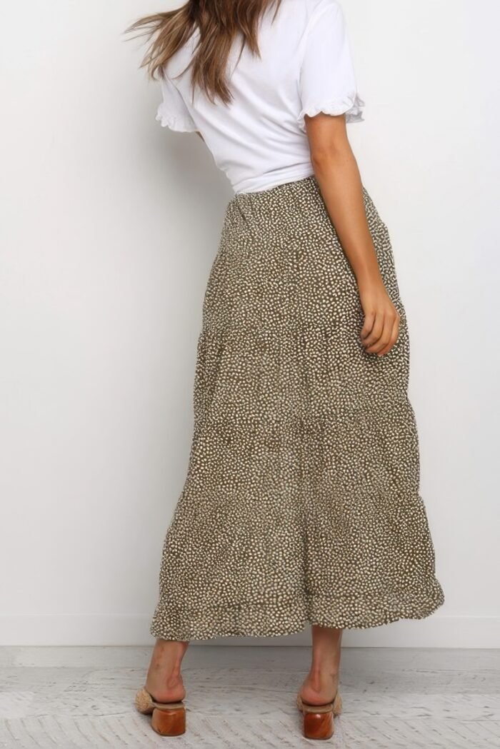 Boho floral print midi skirt casual side slit skirt - image 5