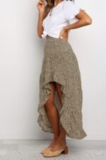 Boho Floral Print Midi Skirt Casual Side Slit Skirt - Image 6