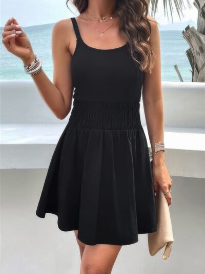 Athletic Sleeveless Elastic Waistband Swing Dress Athletic Sleeveless Elastic Waistband Swing Dress