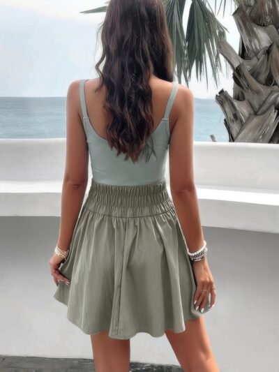 Athletic Sleeveless Elastic Waistband Swing Dress Athletic Sleeveless Elastic Waistband Swing Dress