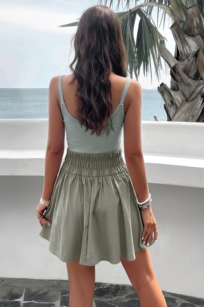Athletic sleeveless elastic waistband swing dress