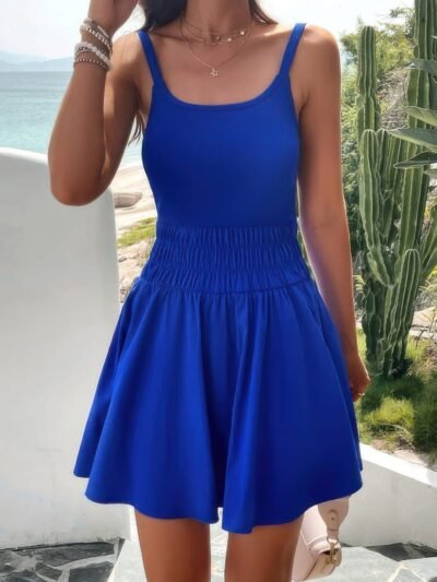 Athletic Sleeveless Elastic Waistband Swing Dress Athletic Sleeveless Elastic Waistband Swing Dress