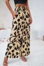 Allover Print Folded Frill Wide Leg High Waist Pant - Image 4