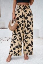Allover Print Folded Frill Wide Leg High Waist Pant - Image 5