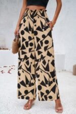 Allover Print Folded Frill Wide Leg High Waist Pant - Image 6