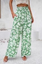 Allover Print Folded Frill Wide Leg High Waist Pant - Image 9